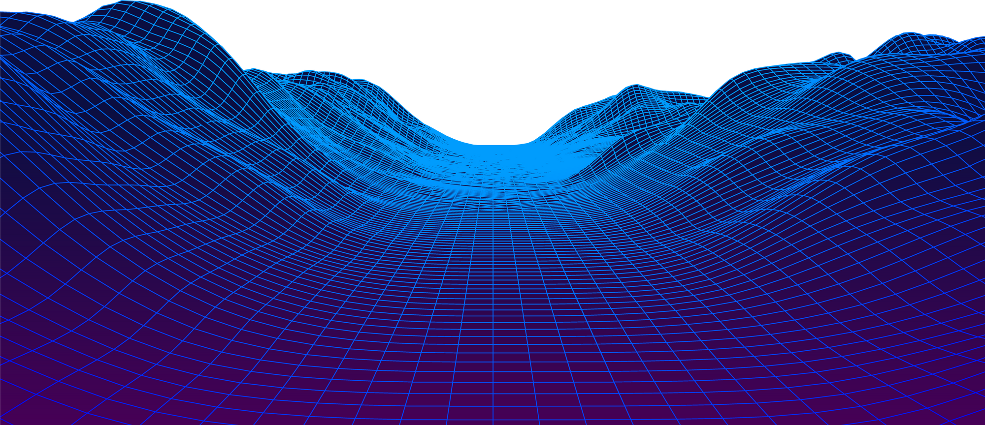 80s synthwave styled landscape with blue grid mountains